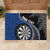 Personalised New Zealand Darts Rubber Doormat Koru Tribal Tattoo and Silver Fern Maori Pattern Blue Color