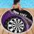 Personalised New Zealand Darts Beach Blanket Koru Tribal Tattoo and Silver Fern Maori Pattern Purple Color