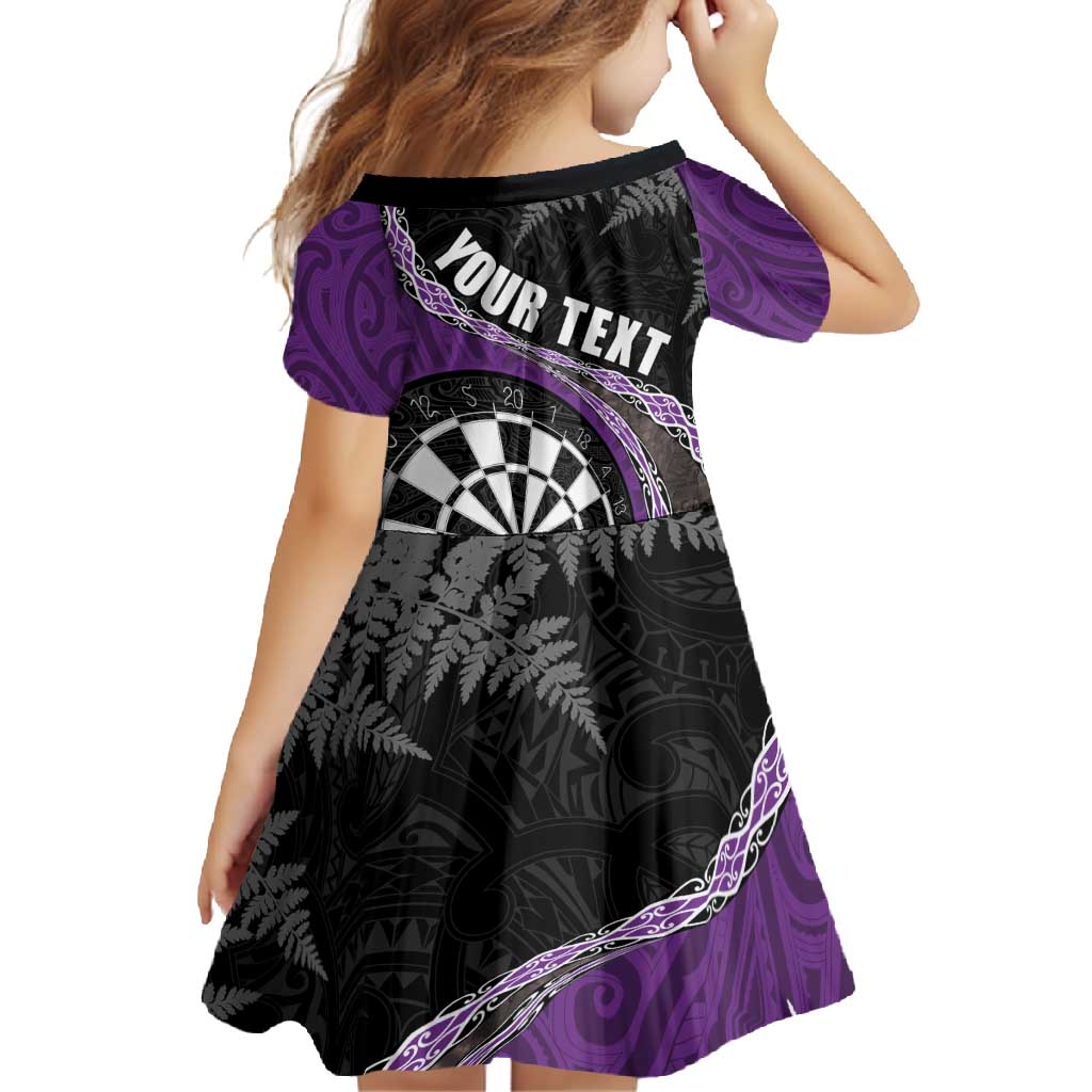 Personalised New Zealand Darts Family Matching Off Shoulder Maxi Dress and Hawaiian Shirt Koru Tribal Tattoo and Silver Fern Maori Pattern Purple Color LT03 - Polynesian Pride