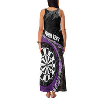 Personalised New Zealand Darts Family Matching Tank Maxi Dress and Hawaiian Shirt Koru Tribal Tattoo and Silver Fern Maori Pattern Purple Color LT03 - Polynesian Pride