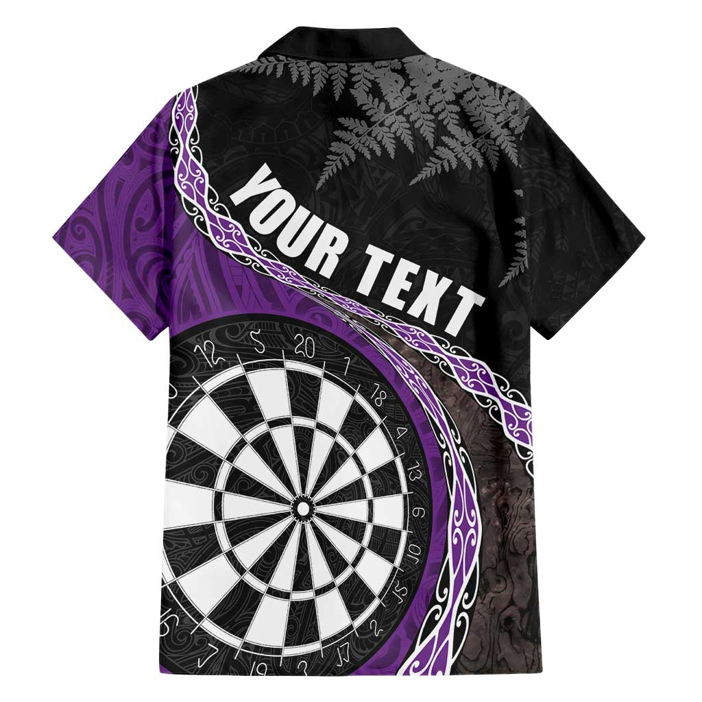 Personalised New Zealand Darts Hawaiian Shirt Koru Tribal Tattoo and Silver Fern Maori Pattern Purple Color LT03 - Polynesian Pride