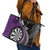 Personalised New Zealand Darts Leather Tote Bag Koru Tribal Tattoo and Silver Fern Maori Pattern Purple Color