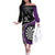 Personalised New Zealand Darts Off The Shoulder Long Sleeve Dress Koru Tribal Tattoo and Silver Fern Maori Pattern Purple Color