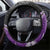 New Zealand Darts Steering Wheel Cover Koru Tribal Tattoo and Silver Fern Maori Pattern Purple Color