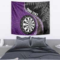 Personalised New Zealand Darts Tapestry Koru Tribal Tattoo and Silver Fern Maori Pattern Purple Color LT03 - Polynesian Pride