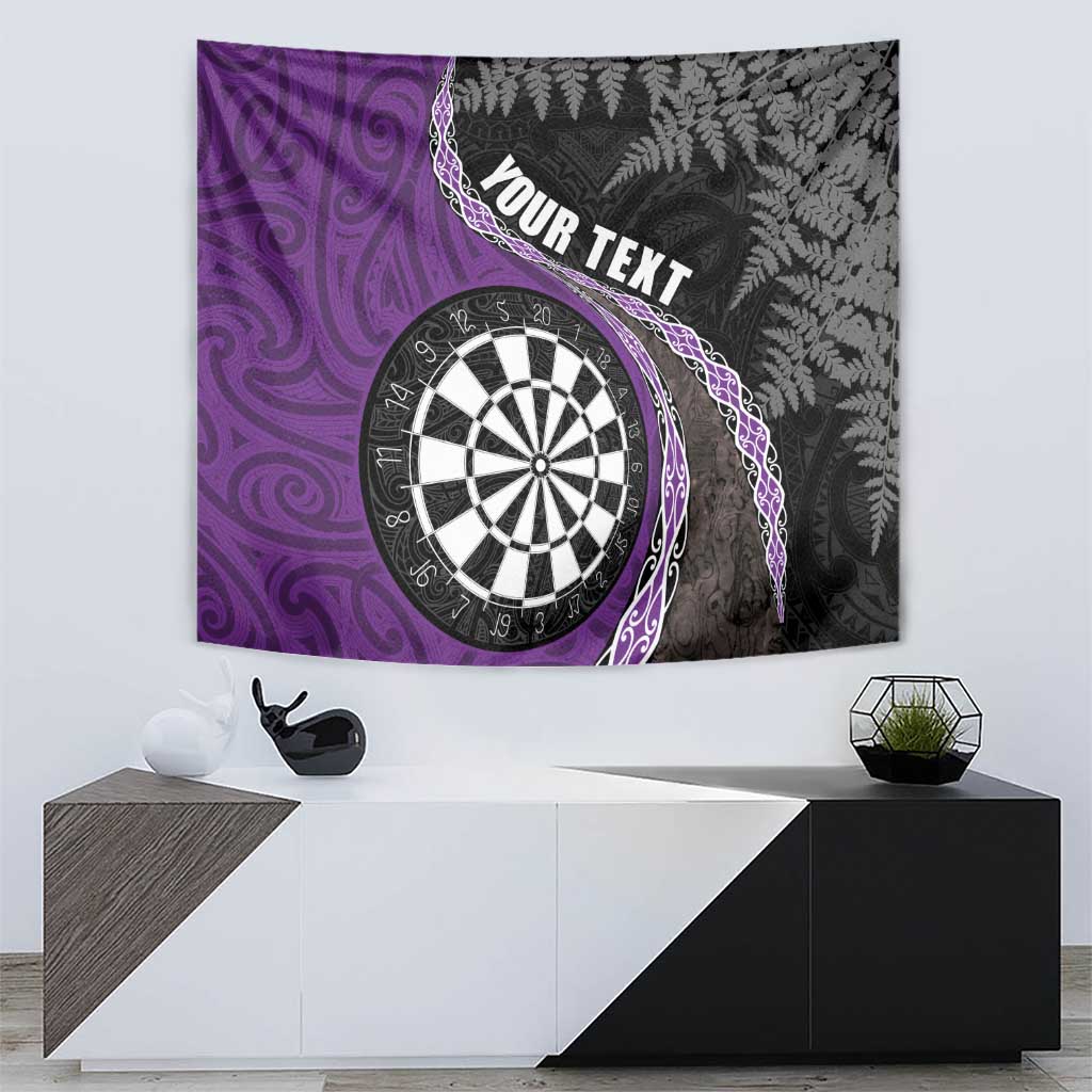 Personalised New Zealand Darts Tapestry Koru Tribal Tattoo and Silver Fern Maori Pattern Purple Color LT03 - Polynesian Pride