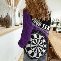 Personalised New Zealand Darts Women Casual Shirt Koru Tribal Tattoo and Silver Fern Maori Pattern Purple Color LT03 - Polynesian Pride