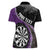 Personalised New Zealand Darts Women Polo Shirt Koru Tribal Tattoo and Silver Fern Maori Pattern Purple Color