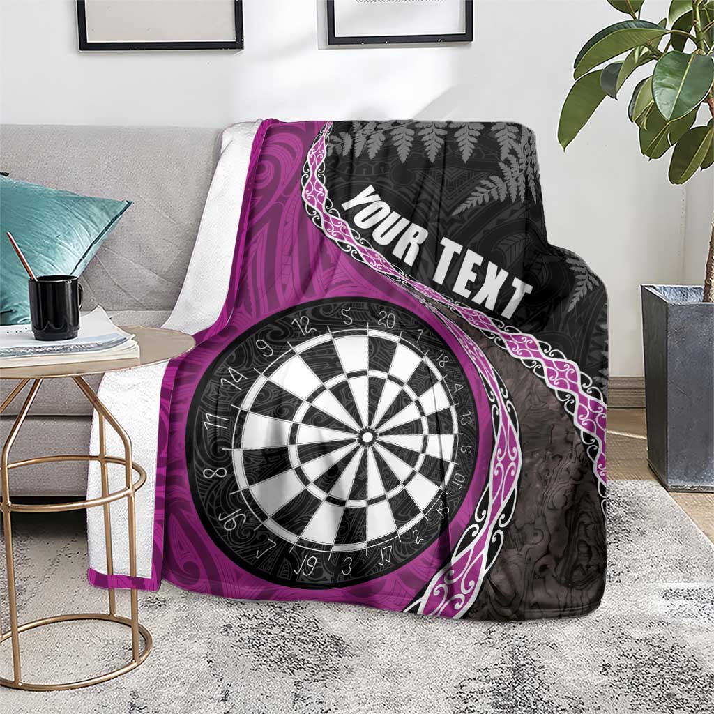 Personalised New Zealand Darts Blanket Koru Tribal Tattoo and Silver Fern Maori Pattern Pink Color