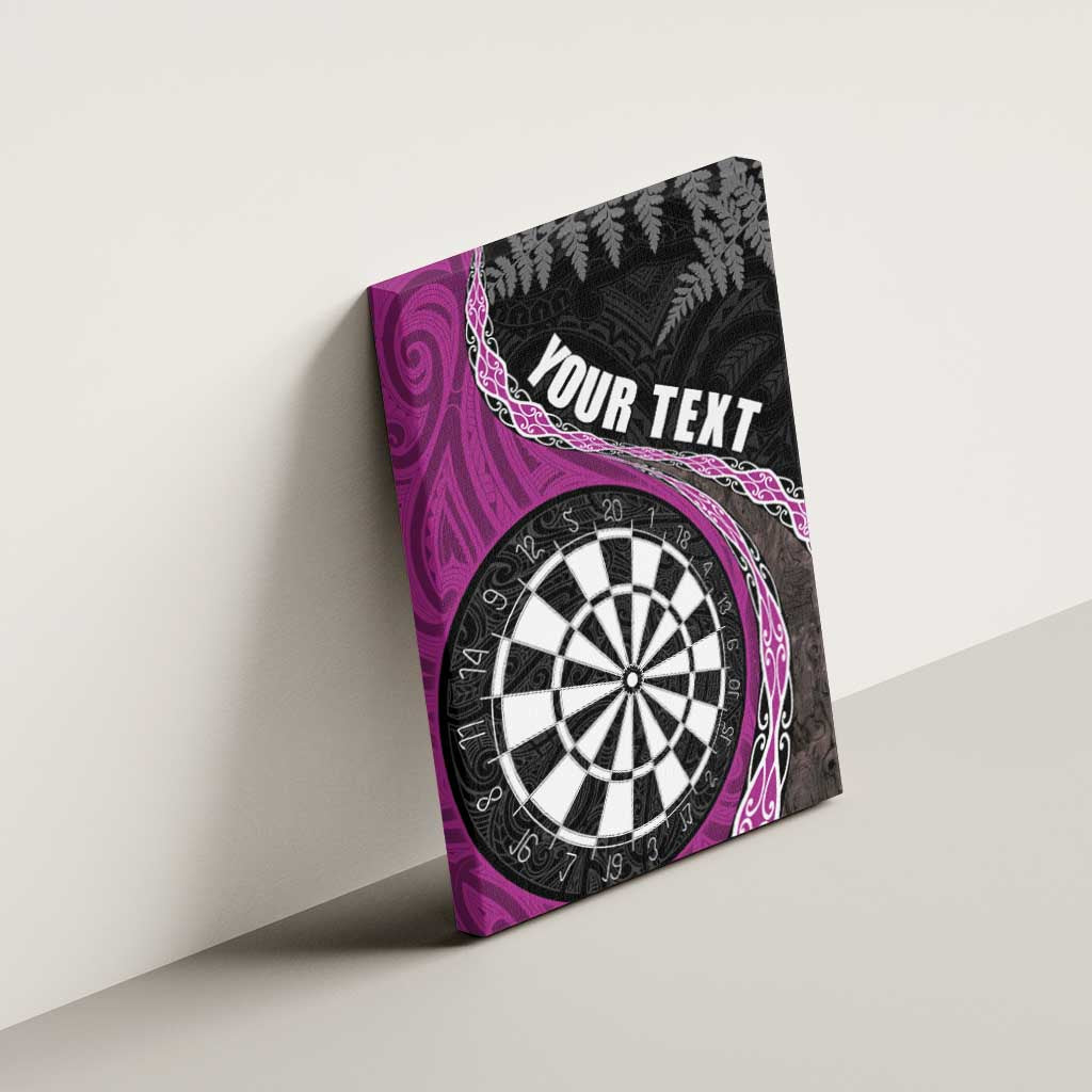 Personalised New Zealand Darts Canvas Wall Art Koru Tribal Tattoo and Silver Fern Maori Pattern Pink Color