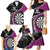 Personalised New Zealand Darts Family Matching Mermaid Dress and Hawaiian Shirt Koru Tribal Tattoo and Silver Fern Maori Pattern Pink Color