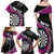 Personalised New Zealand Darts Family Matching Off Shoulder Maxi Dress and Hawaiian Shirt Koru Tribal Tattoo and Silver Fern Maori Pattern Pink Color