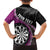 Personalised New Zealand Darts Family Matching Off Shoulder Short Dress and Hawaiian Shirt Koru Tribal Tattoo and Silver Fern Maori Pattern Pink Color