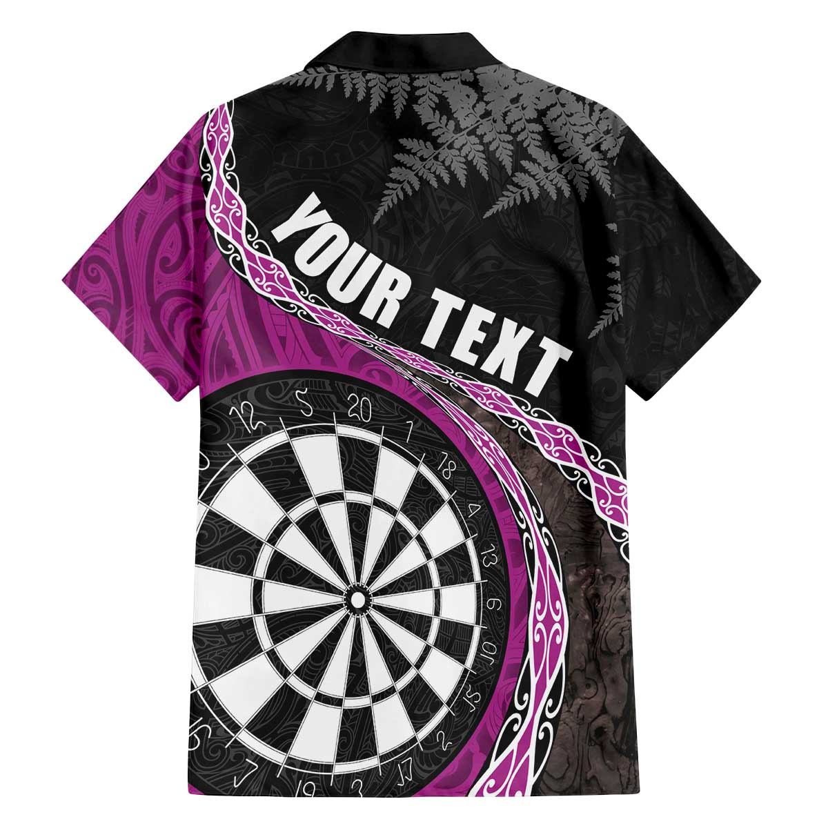 Personalised New Zealand Darts Family Matching Off Shoulder Short Dress and Hawaiian Shirt Koru Tribal Tattoo and Silver Fern Maori Pattern Pink Color LT03 - Polynesian Pride