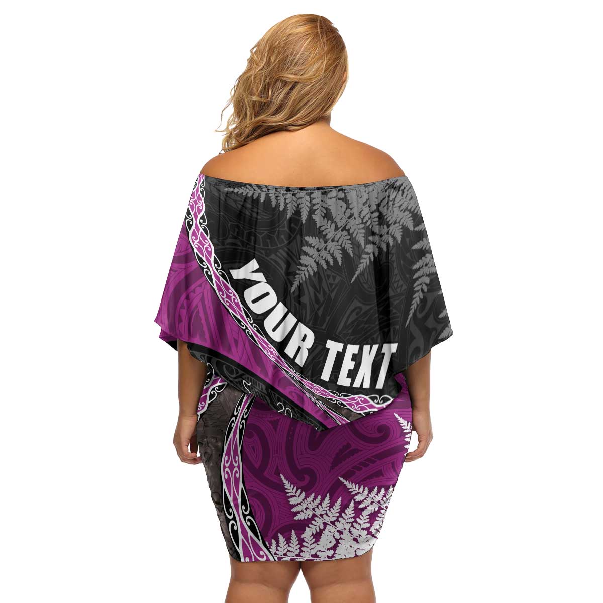 Personalised New Zealand Darts Family Matching Off Shoulder Short Dress and Hawaiian Shirt Koru Tribal Tattoo and Silver Fern Maori Pattern Pink Color LT03 - Polynesian Pride