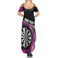 Personalised New Zealand Darts Family Matching Summer Maxi Dress and Hawaiian Shirt Koru Tribal Tattoo and Silver Fern Maori Pattern Pink Color LT03 - Polynesian Pride