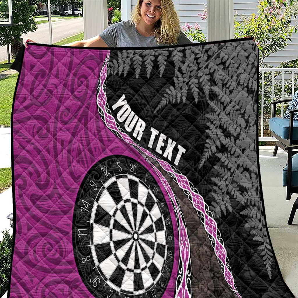 Personalised New Zealand Darts Quilt Koru Tribal Tattoo and Silver Fern Maori Pattern Pink Color LT03 Pink - Polynesian Pride
