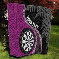 Personalised New Zealand Darts Quilt Koru Tribal Tattoo and Silver Fern Maori Pattern Pink Color LT03 - Polynesian Pride