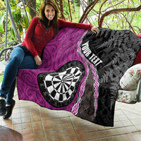 Personalised New Zealand Darts Quilt Koru Tribal Tattoo and Silver Fern Maori Pattern Pink Color LT03 - Polynesian Pride