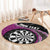 Personalised New Zealand Darts Round Carpet Koru Tribal Tattoo and Silver Fern Maori Pattern Pink Color