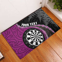 Personalised New Zealand Darts Rubber Doormat Koru Tribal Tattoo and Silver Fern Maori Pattern Pink Color LT03 - Polynesian Pride