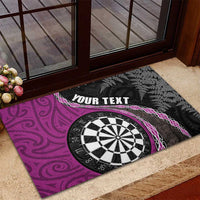 Personalised New Zealand Darts Rubber Doormat Koru Tribal Tattoo and Silver Fern Maori Pattern Pink Color LT03 - Polynesian Pride