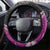 New Zealand Darts Steering Wheel Cover Koru Tribal Tattoo and Silver Fern Maori Pattern Pink Color