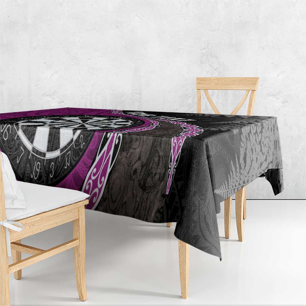 Personalised New Zealand Darts Tablecloth Koru Tribal Tattoo and Silver Fern Maori Pattern Pink Color