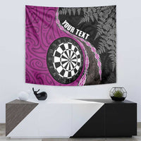 Personalised New Zealand Darts Tapestry Koru Tribal Tattoo and Silver Fern Maori Pattern Pink Color LT03 - Polynesian Pride