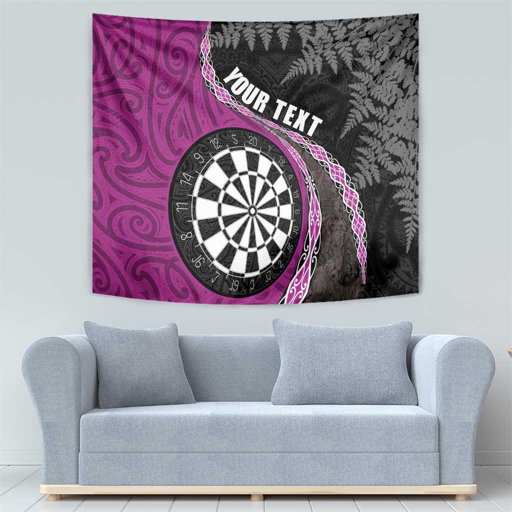 Personalised New Zealand Darts Tapestry Koru Tribal Tattoo and Silver Fern Maori Pattern Pink Color LT03 - Polynesian Pride