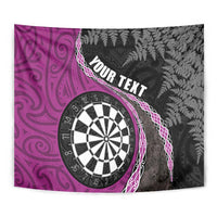Personalised New Zealand Darts Tapestry Koru Tribal Tattoo and Silver Fern Maori Pattern Pink Color LT03 - Polynesian Pride