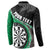 Personalised New Zealand Darts Button Sweatshirt Koru Tribal Tattoo and Silver Fern Maori Pattern Green Color