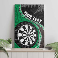 Personalised New Zealand Darts Canvas Wall Art Koru Tribal Tattoo and Silver Fern Maori Pattern Green Color