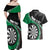 Personalised New Zealand Darts Couples Matching Off Shoulder Maxi Dress and Hawaiian Shirt Koru Tribal Tattoo and Silver Fern Maori Pattern Green Color