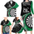 Personalised New Zealand Darts Family Matching Long Sleeve Bodycon Dress and Hawaiian Shirt Koru Tribal Tattoo and Silver Fern Maori Pattern Green Color