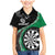 Personalised New Zealand Darts Family Matching Mermaid Dress and Hawaiian Shirt Koru Tribal Tattoo and Silver Fern Maori Pattern Green Color