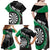 Personalised New Zealand Darts Family Matching Off Shoulder Maxi Dress and Hawaiian Shirt Koru Tribal Tattoo and Silver Fern Maori Pattern Green Color