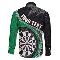 Personalised New Zealand Darts Family Matching Off Shoulder Maxi Dress and Hawaiian Shirt Koru Tribal Tattoo and Silver Fern Maori Pattern Green Color LT03 - Polynesian Pride