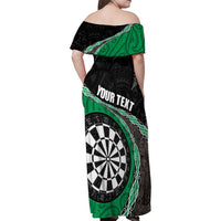 Personalised New Zealand Darts Family Matching Off Shoulder Maxi Dress and Hawaiian Shirt Koru Tribal Tattoo and Silver Fern Maori Pattern Green Color LT03 - Polynesian Pride