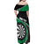 Personalised New Zealand Darts Family Matching Off Shoulder Maxi Dress and Hawaiian Shirt Koru Tribal Tattoo and Silver Fern Maori Pattern Green Color