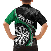 Personalised New Zealand Darts Family Matching Puletasi and Hawaiian Shirt Koru Tribal Tattoo and Silver Fern Maori Pattern Green Color LT03 - Polynesian Pride