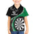 Personalised New Zealand Darts Family Matching Puletasi and Hawaiian Shirt Koru Tribal Tattoo and Silver Fern Maori Pattern Green Color