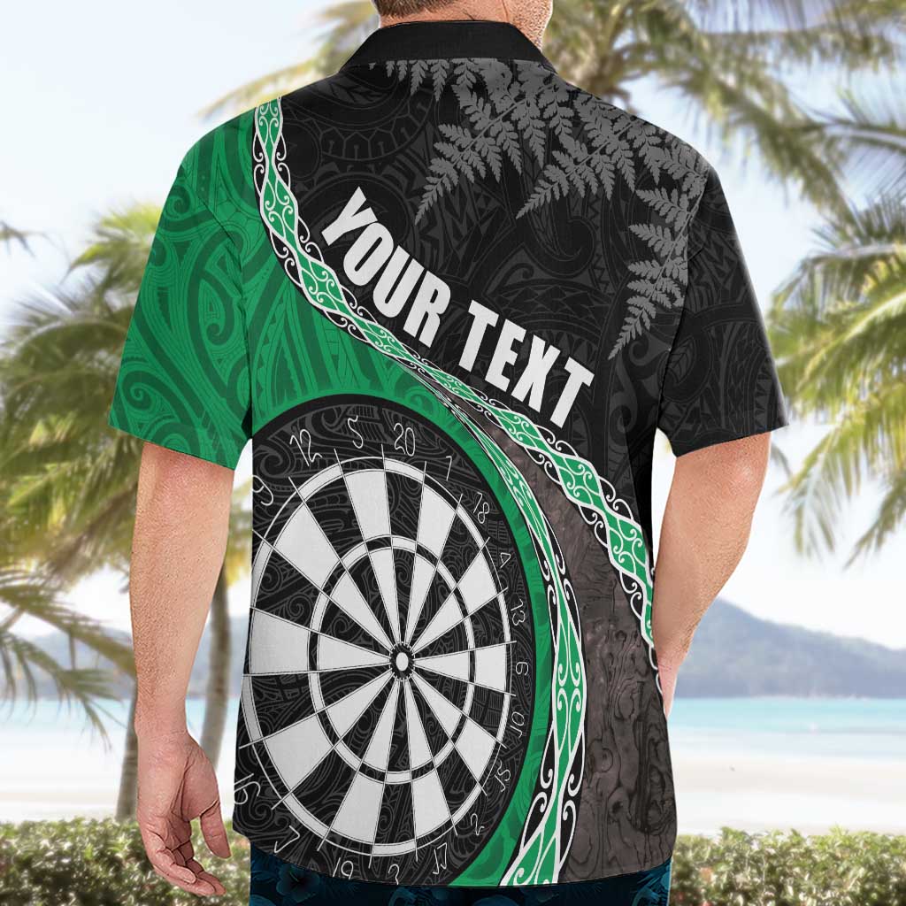 Personalised New Zealand Darts Hawaiian Shirt Koru Tribal Tattoo and Silver Fern Maori Pattern Green Color LT03 - Polynesian Pride
