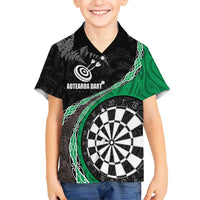 Personalised New Zealand Darts Hawaiian Shirt Koru Tribal Tattoo and Silver Fern Maori Pattern Green Color LT03 - Polynesian Pride