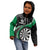 Personalised New Zealand Darts Kid Hoodie Koru Tribal Tattoo and Silver Fern Maori Pattern Green Color