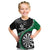 Personalised New Zealand Darts Kid T Shirt Koru Tribal Tattoo and Silver Fern Maori Pattern Green Color