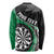 Personalised New Zealand Darts Long Sleeve Shirt Koru Tribal Tattoo and Silver Fern Maori Pattern Green Color