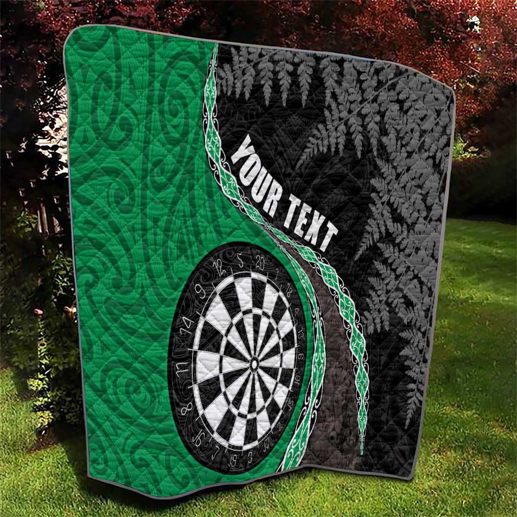Personalised New Zealand Darts Quilt Koru Tribal Tattoo and Silver Fern Maori Pattern Green Color LT03 - Polynesian Pride