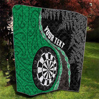 Personalised New Zealand Darts Quilt Koru Tribal Tattoo and Silver Fern Maori Pattern Green Color LT03 - Polynesian Pride