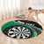 Personalised New Zealand Darts Round Carpet Koru Tribal Tattoo and Silver Fern Maori Pattern Green Color